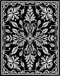 White Ornate Scrollwork Foliage Contrast Rug
