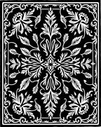White Ornate Scrollwork Foliage Contrast Rug