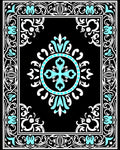 Elegant Black Teal Floral Ornament Rug