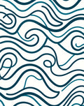 Deep Teal Swirling Lines Rug