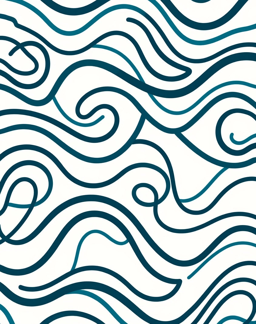 Deep Teal Swirling Lines Rug