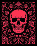 Crimson Skull With Rose Vine Border Rug