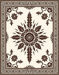 Brown Floral Medallion Border Rug