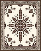 Brown Floral Medallion Border Rug