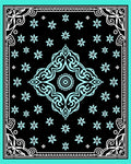 Black Turquoise Floral Mandala Border Rug