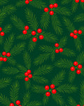 Emerald Green Fir Berry Branches Rug