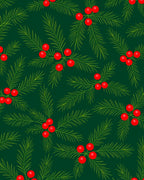 Emerald Green Fir Berry Branches Rug