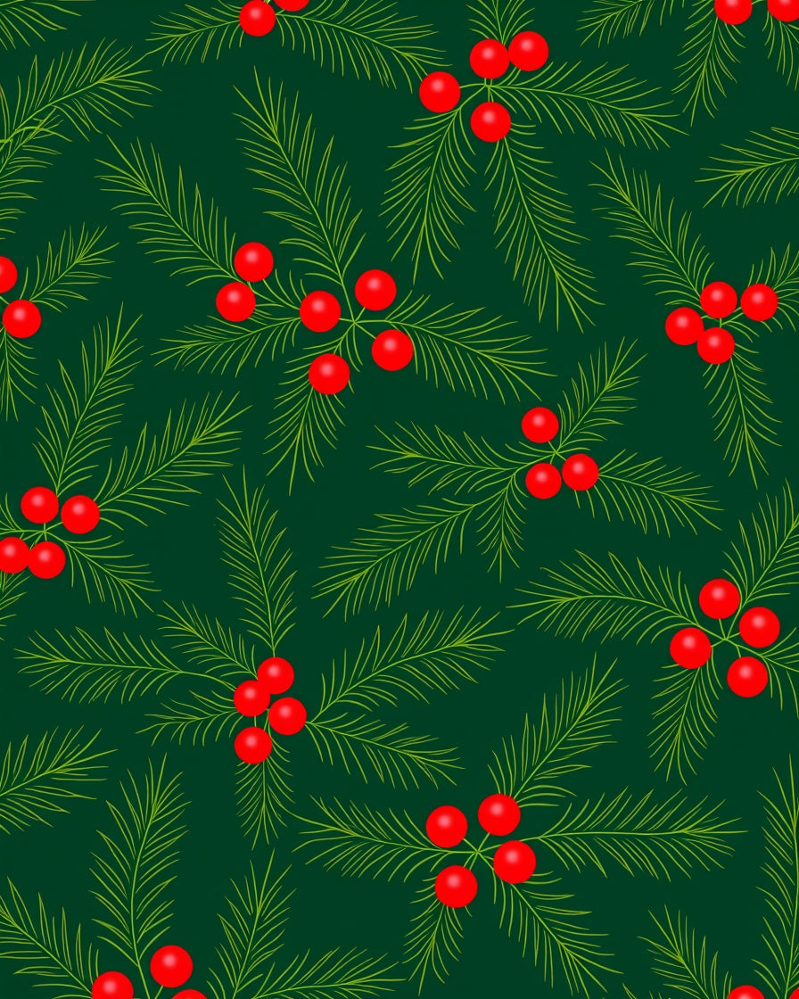 Emerald Green Fir Berry Branches Rug