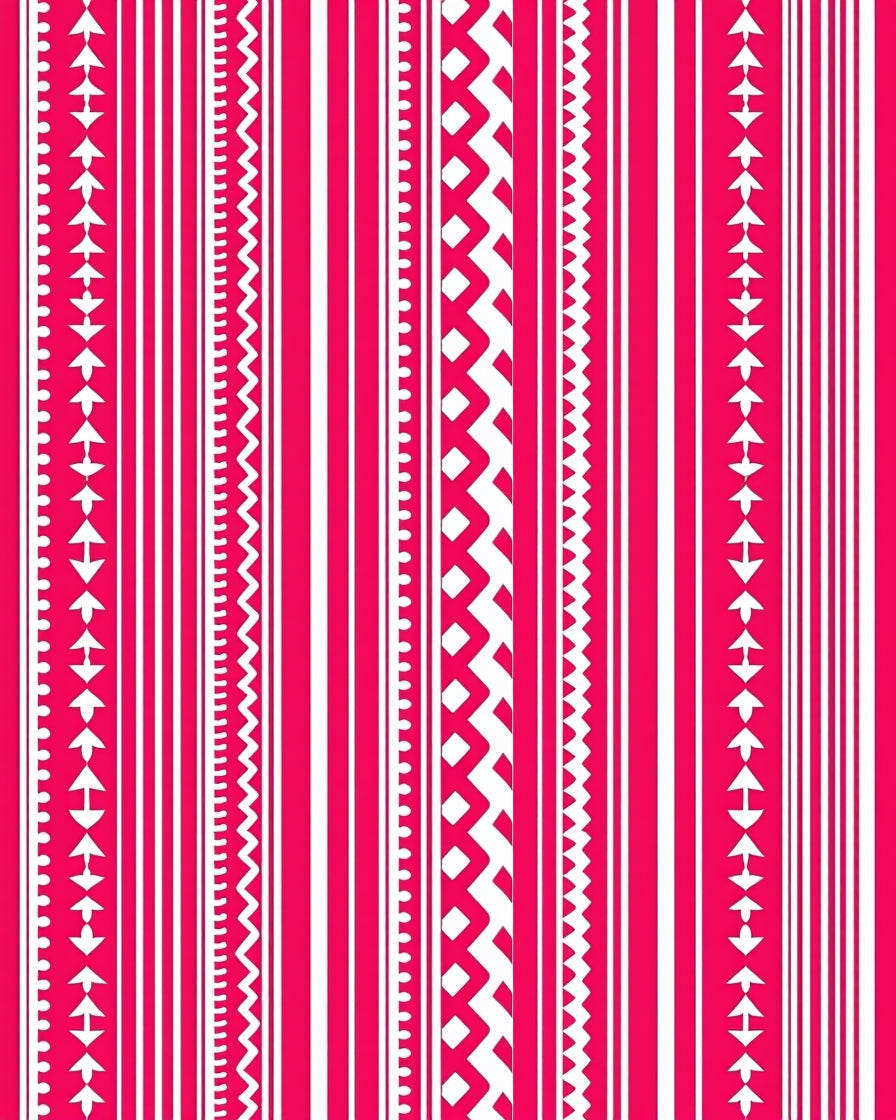 Vibrant Pink White Vertical Stripe Collection Rug