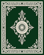 Emerald Green Classic Floral Medallion Rug