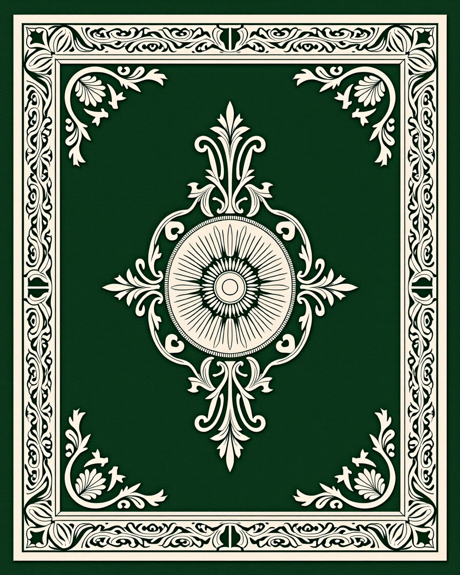 Emerald Green Classic Floral Medallion Rug