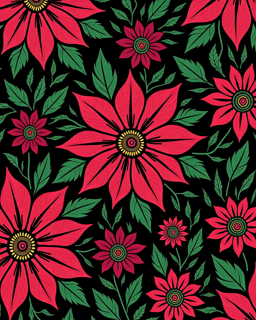 Vibrant Red Floral Medallion Garden Rug