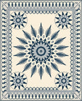 Navy Blue Sunburst Floral Medallion Rug