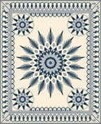 Navy Blue Sunburst Floral Medallion Rug