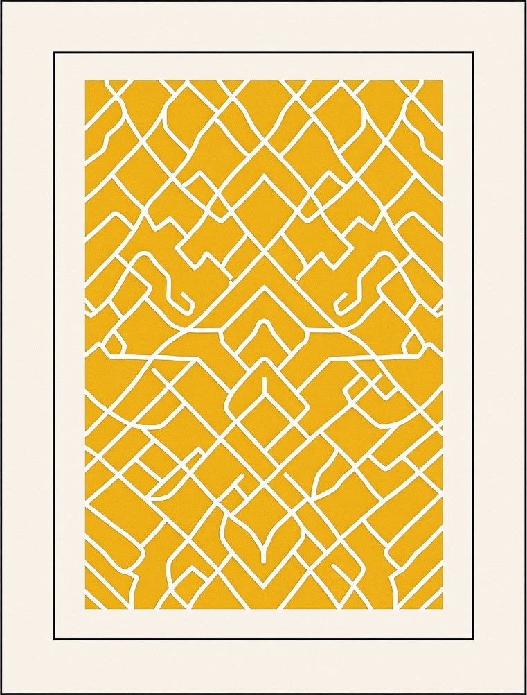 Citrus Yellow Geometric Lattice Rug