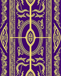 Royal Purple Golden Ornate Vertical Medallion Rug