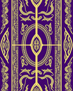 Royal Purple Golden Ornate Vertical Medallion Rug