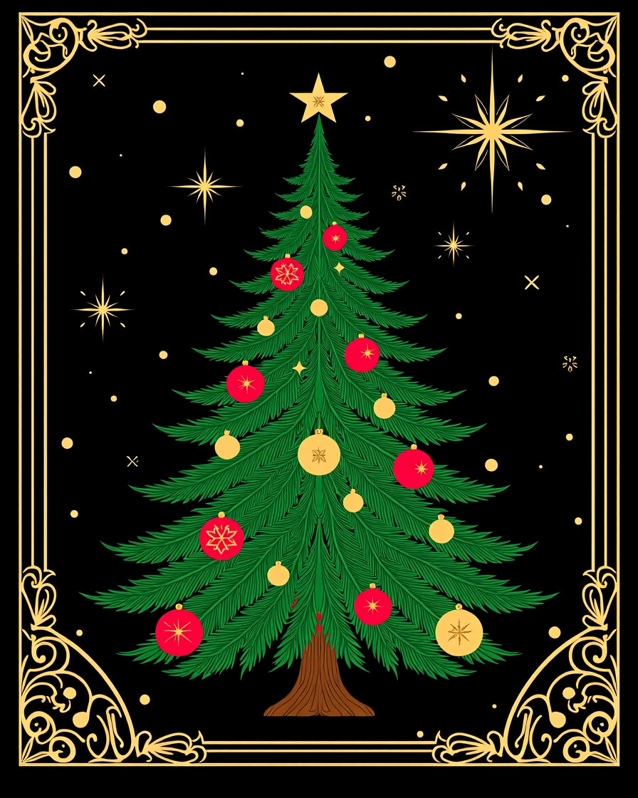Verdant Evergreen Ornate Festive Woodland Rug