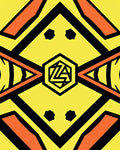 Bold Yellow Orange Black Geometric Hexagon Rug
