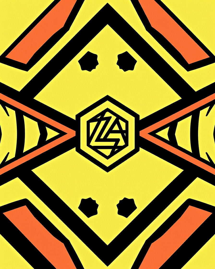 Bold Yellow Orange Black Geometric Hexagon Rug