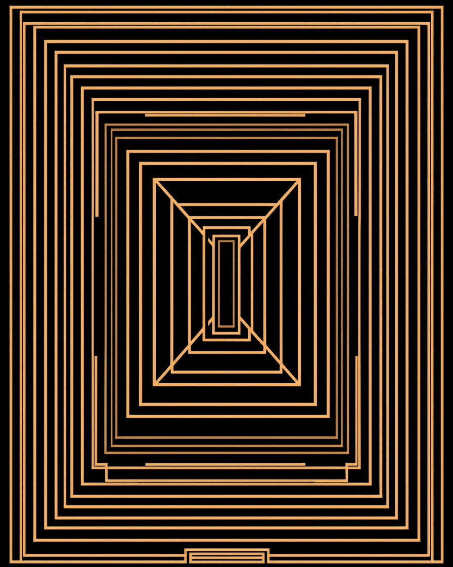 Modern Geometric Gold Tunnel Rug
