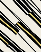 Striking Gold Black Striped Abstraction Rug