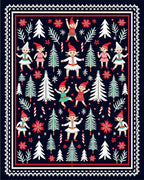 Charming Elves Holiday Trees Christmas Night Rug