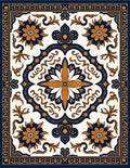 Navy Gold Floral Medallion Mandala Rug