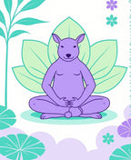 Lavender Kangaroo Meditating Floral Garden Rug