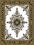 Elegant Gold Green Floral Scroll Rug