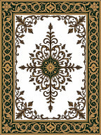 Elegant Gold Green Floral Scroll Rug