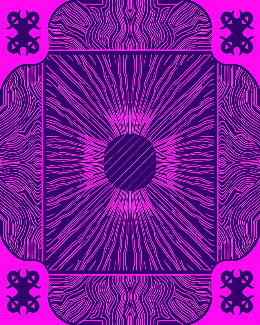 Bright Violet Sunburst Radial Rug