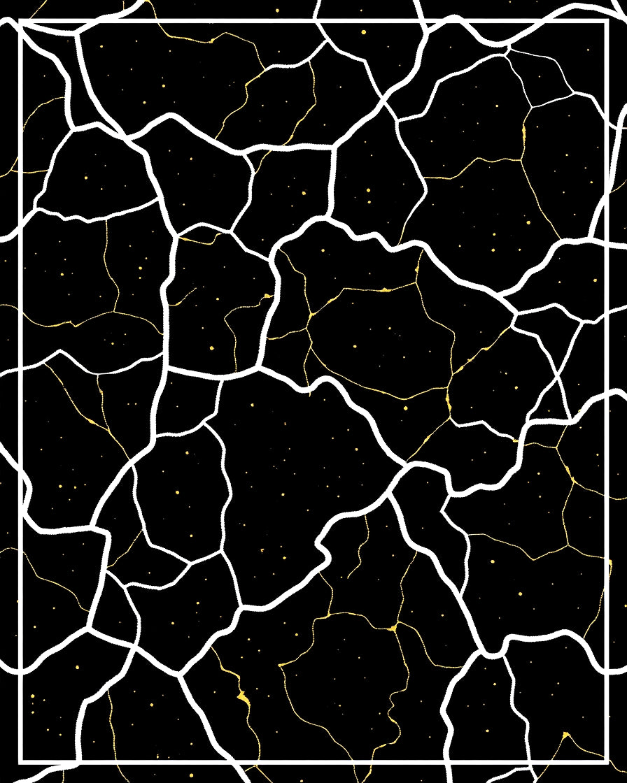 Black Gold Cracked Galaxy Rug