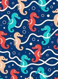 Playful Coral Teal Peach Seahorse Waters Rug