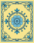 Azure Art Nouveau Floral Panel Rug