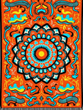 Orange Medallion Sun Turquoise Flames Rug