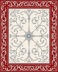 Crimson Red Ornate Floral Scroll Rug