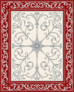 Crimson Red Ornate Floral Scroll Rug