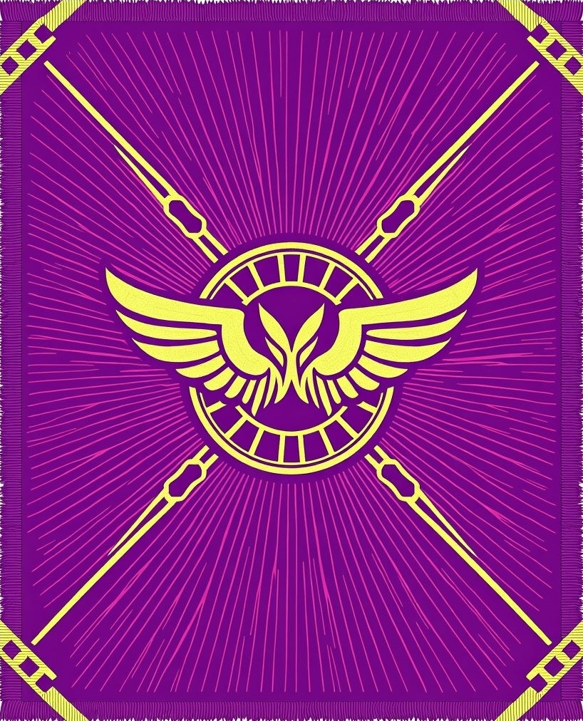 Majestic Purple Gold Winged Symbol Rug