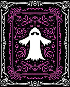 White Spooky Ghost Pink Oval Rug