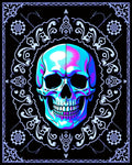 Illuminated Skull With Ornate Frame Rug