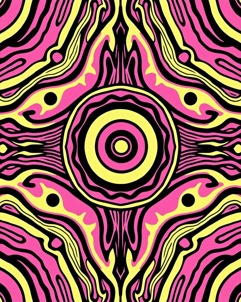 Psychedelic Pink Yellow Striped Eye Rug