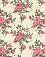 Pink Rose Botanical Garden Design Rug