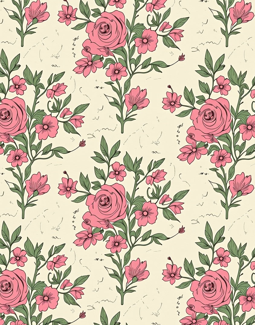 Pink Rose Botanical Garden Design Rug