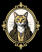 Victorian Feline Portrait Golden Frame Rug