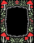 Whimsical Red Mushroom Foliage Border Rug