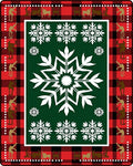 Red Black Buffalo Plaid Snowflake Deer Rug