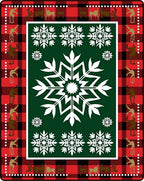 Red Black Buffalo Plaid Snowflake Deer Rug