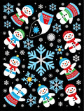 Festive Snowman Mittens Blue Snowflake Black Rug