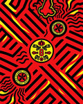 Bold Red Geometric Emblem Rug